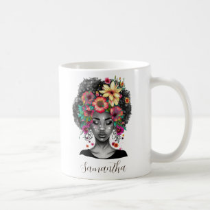 Floral Elegant Afro Woman Koffiemok