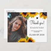 Floral elegant afstuderen foto afstuderen bedankt briefkaart (Voorkant / Achterkant)