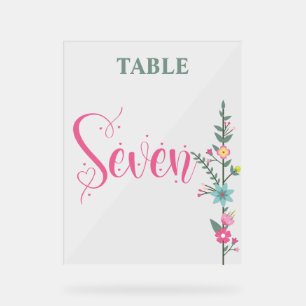 Floral Élégant Amour Mariage Numéro de Table SEPT