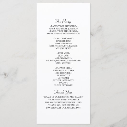 Floral Elegant Black and White Wedding Programme (Dos)