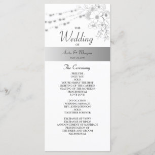 Floral Elegant Black and White Wedding Programme