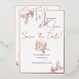 Floral Elegant Blanc Enregistrer La Carte Date Foi