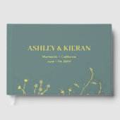 Floral Elegant Blauwgroen bruiloft Folie Gastenboek (Voorkant)