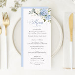 Floral Elegant Bleu Blanc Hydrangea Menu Mariage<br><div class="desc">Floral Blue Hydrangea Green Mariage Menu. Elégante carte de menu Mariage Floral Blanc & Bleu Hydrangea. Modèle de menu Mariage officiel</div>