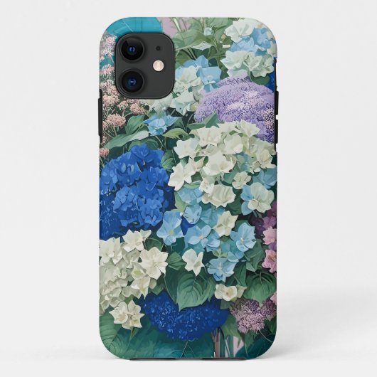 Floral Elegant Blue Hydrangeas coque iphone (Dos)