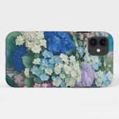 Floral Elegant Blue Hydrangeas iPhone Case (Achterkant (horizontaal))