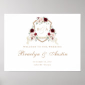 Floral Elegant Blush Burgundy Crest Affiche de bie (Devant)