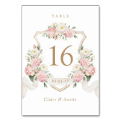 Floral Elegant Blush Rose Crest Numéro de table (Dos)