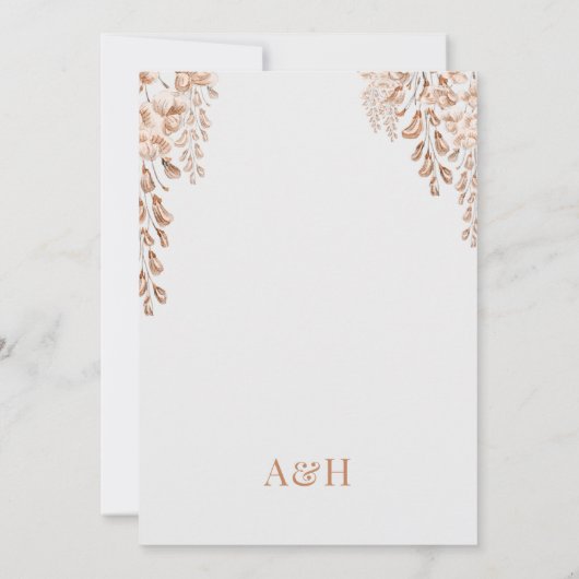 Floral Elegant Boog Islamitische bruiloft Monogram Kaart (Achterkant)
