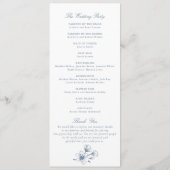 Floral Elegant  Botanisch Blauw Bruiloft Programma (Achterkant)