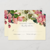 Floral Elegant Botanisch Roos Geel Roze RSVP Kaartje (Voorkant / Achterkant)