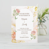 Floral elegant bruiloft-uitnodiging kaart (Staand voorkant)