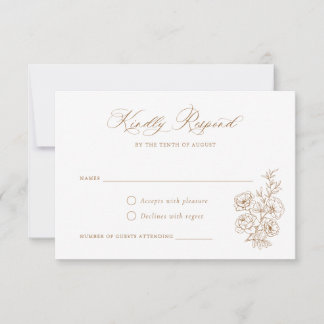 Floral Elegant Calligrafie Script Rozen RSVP Kaart