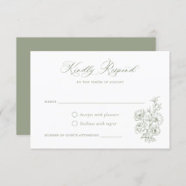 Floral Elegant Calligrafie Script Rozen Sage RSVP Kaart
