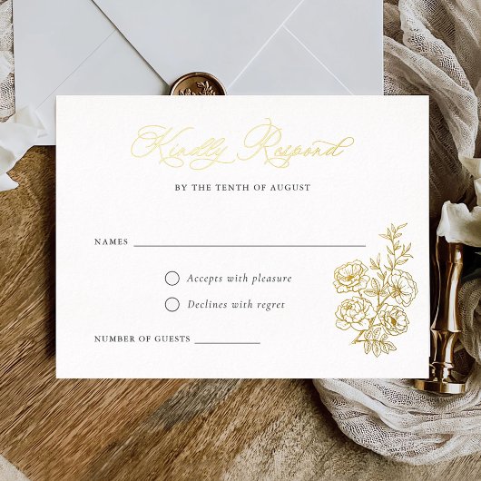 Floral Elegant Calligraphie Script Rose carte RSVP