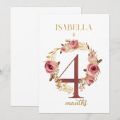 Floral Elegant Carte de la première année bébé jal (Devant / Derrière)