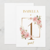 Floral Elegant Carte de la première année bébé jal (Devant / Derrière)