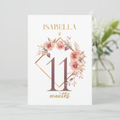 Floral Elegant Carte de la première année bébé jal (Debout devant)