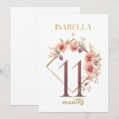 Floral Elegant Carte de la première année bébé jal (Devant / Derrière)