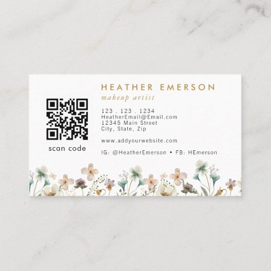 Floral Elegant Carte de visite (Dos)