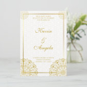 Floral Elegant Chic Gold Faire-part de mariage (Debout devant)