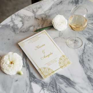 Floral Elegant Chic Gold Faire-part de mariage