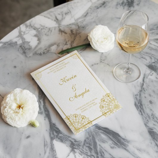 Floral Elegant Chic Gold Faire-part de mariage