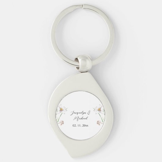 Floral Elegant Chic Schattige Kalligrafie Voeg naa Sleutelhanger (Voorkant)