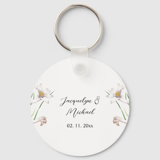 Floral Elegant Chic Schattige Kalligrafie Voeg naa Sleutelhanger (Voorkant)