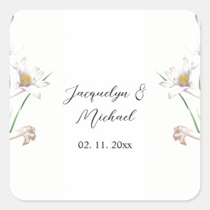 Floral Elegant Chic Schattige Kalligrafie Voeg naa Vierkante Sticker