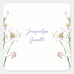 Floral Elegant Chic Schattige Kalligrafie Voeg naa Vierkante Sticker
