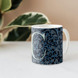 Floral Elegant Classy Monogram C blauw w/zin Koffiemok