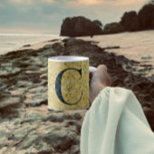 Floral Elegant Classy Monogram C geel w/zin Koffiemok