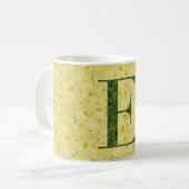 Floral Elegant Classy Monogram E geel w/zin Koffiemok (Voorkant links)