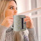 Floral Elegant Classy Monogram F blauw w/zin Koffiemok
