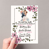 Floral Elegant Couple Wedding Invitation (In situ (ordinateur de poche))