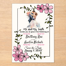 Floral Elegant Couple Wedding Invitation
