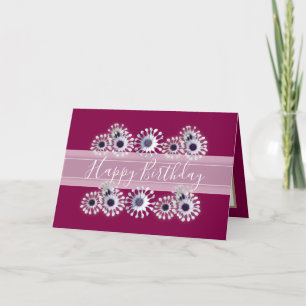 Floral Elegant Daisy Flower Pink Birthday Kaart