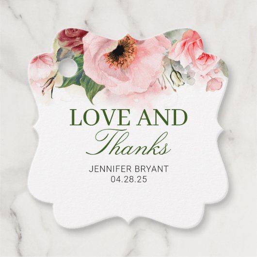 Floral Elegant dank u Bedankjes Labels (Voorkant)