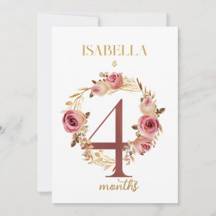 Floral Elegant eerste jaar Baby Milestone Kaart