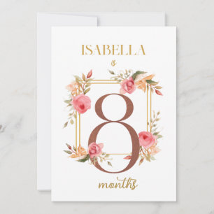 Floral Elegant eerste jaar Baby Milestone Kaart