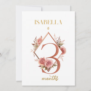 Floral Elegant eerste jaar Baby Milestone Kaart