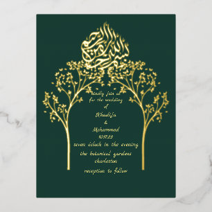 Floral elegant EMERALD GREEN Folie Uitnodiging Briefkaart