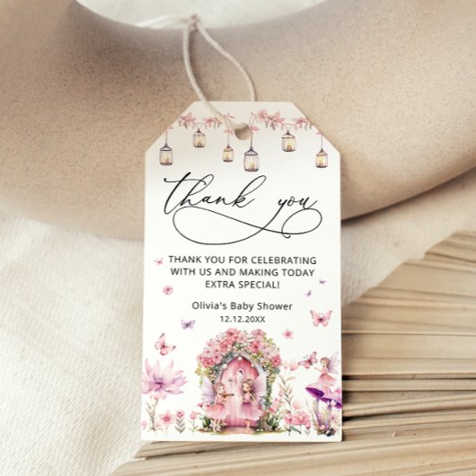 Floral Elegant Fairy Garden Baby shower dank u Cadeaulabel