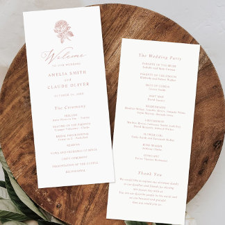 Floral Elegant  Frans Rozen Bruiloft Programma