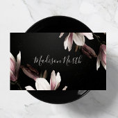 Floral Elegant Girly Professional Zwart & Paarse Visitekaartje