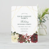 Floral Elegant Gold Entreprise Fête Invitation (Debout devant)