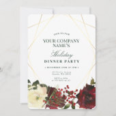 Floral Elegant Gold Entreprise Fête Invitation (Devant)