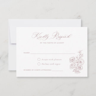 Floral Elegant Kalligrafie Script Dusty Rozen RSVP Kaart
