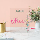 Floral Elegant Liefde Trouwtafel Nummer VIJF Acryl Bord (Huwelijk)